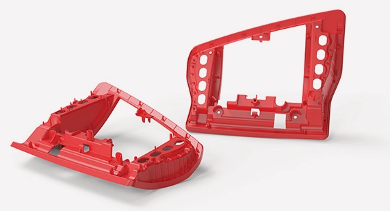 red thermoplastic automotive parts manufactured by protolabs